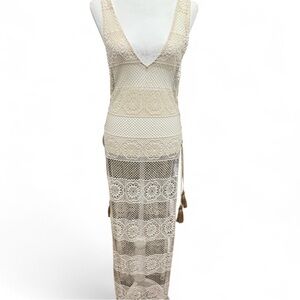 PILYQ Cream Crochet Maxi Cover Up. Size Xs/small